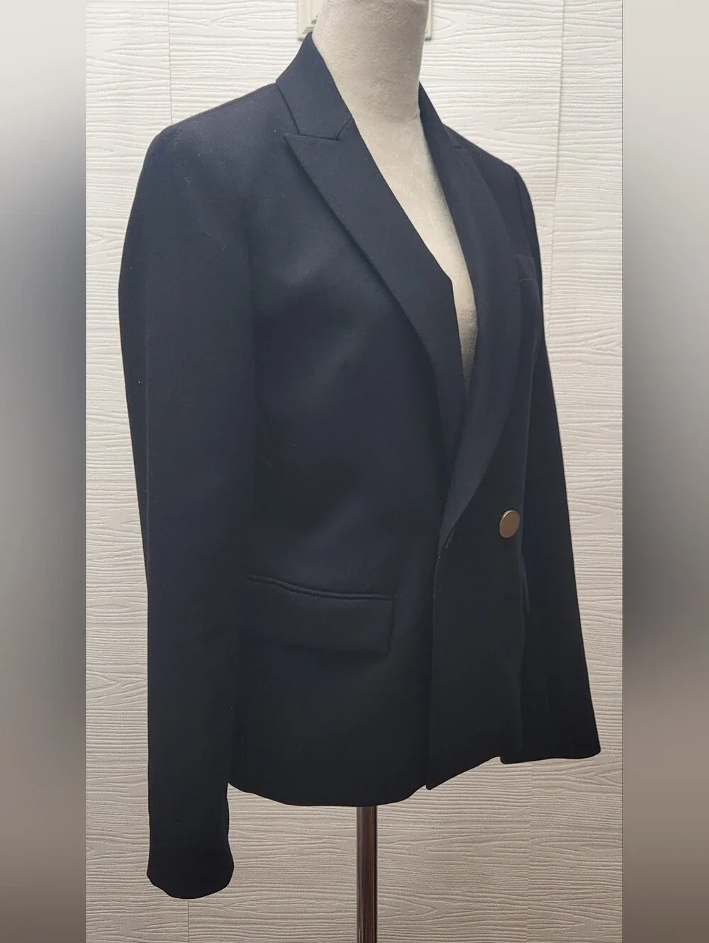 J.Crew Dover Italian Wool Double Breasted Blazer Navy Blue Gold Buttons Sz 6